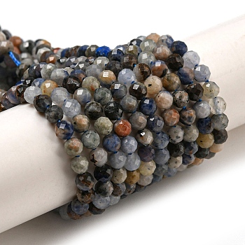 Natural Sodalite Beads Strands, Faceted, Round, 3mm, Hole: 0.7mm, about 110~111pcs/strand, 14.96~15.04''(38~38.2cm)