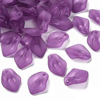 Transparent Frosted Acrylic Pendants, Petaline, Dark Orchid, 24x17x4mm, Hole: 1.8mm