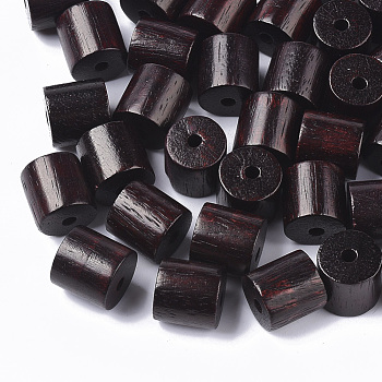 Natural Sandalwood Beads, Waxed Wooden Beads, Dyed, Column, Coconut Brown, 12x12mm, Hole: 2.5mm