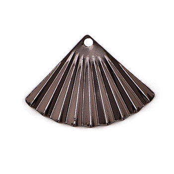 Environmental Protection Electroplating Brass Pendants, Fan, Gunmetal, 14.5x19.5x0.8mm, Hole: 1mm