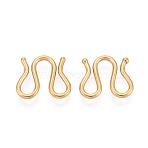 304 Stainless Steel M-Hook Clasps, Ion Plating(IP), Real 18K Gold Plated, 11x13x1.2mm(STAS-N125-22B-G)