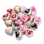UV Plating Rainbow Iridescent Acrylic Beads, Heart, Mixed Color, 15.6x17.8x12mm, Hole: 3.8mm(X-PACR-I003-01)