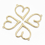 Alloy Big Pendants, Matte Style, Cadmium Free & Nickel Free & Lead Free, Heart, Real 14K Gold Plated, 57x47x3.5mm, Hole: 3mm(PALLOY-R113-022-NR)