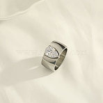 304 Stainless Steel & Cubic Zirconia Finger Rings, Teardrop, Stainless Steel Color, US Size 7(17.3mm)(WGB7611-02)