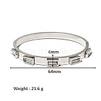 304 Stainless Steel Hinged Bangles, Clear Baguette Cubic Zirconia Bangles for Women, Ring, Stainless Steel Color, Inner Diameter: 2.52 inch(6.4cm)(WG99C16-02)