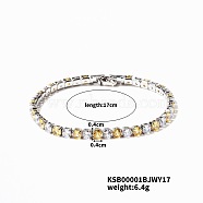 Brass Rhinestone Cup Chains Bracelet for Elegant Women with Subtle Luxury Feel, Topaz, Platinum, 6-3/4 inch(17cm)(SE6435-6)