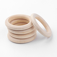 Unfinished Wood Linking Rings, Natural Macrame Wooden Rings, Ring, PapayaWhip, 49~50x8mm, Hole: 33~34mm(X-WOOD-Q024-13)
