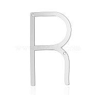 201 Stainless Steel Links connectors, Letter, Stainless Steel Color, Letter.R, 37x21x1mm, Hole: 1mm(STAS-S105-T545D-R)