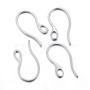 304 Stainless Steel Earring Hooks, with Horizontal Loop, Stainless Steel Color, 22x11.5x1mm, Hole: 3x2mm, 21 Gauge, Pin: 0.7~1mm(STAS-O110-19P)
