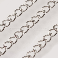 Handmade 304 Stainless Steel Curb Chains, Soldered, with Spool, Stainless Steel Color, 3.5x2.5x0.2mm, about 32.8 Feet(10m)/roll(STAS-P200-11P)