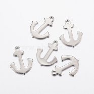 304 Stainless Steel Pendants, Anchor, Stainless Steel Color, 16x13x1mm, Hole: 1.5mm(STAS-L200-35P)