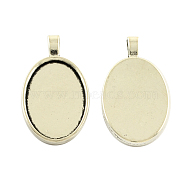 Tibetan Style Alloy Oval Pendant Cabochon Settings, Cadmium Free & Lead Free, Antique Silver, 41x23x3mm, Hole: 6mm, Tray: 30x20mm(TIBEP-5321-AS-LF)