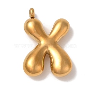 Ion Plating(IP) 304 Stainless Steel Pendants, Letter Charm, Golden, Letter X, 25.5x17x6mm, Hole: 2mm(STAS-M017-08G-24)