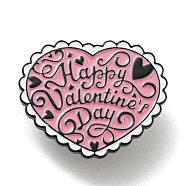 Valentine's Day Enamel Pins, Badge, Black Alloy Brooch for Backpack Clothes, Heart, 25x30.5x1.5mm(JEWB-P028-A02)