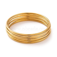 7 cs PVD Vacuum Plating 304 Stainless Steel Bangles Set for Women, Golden, 1/8 inch(3mm), Inner Diameter: 2-3/8 inch(6cm)(BJEW-A011-09F-G)