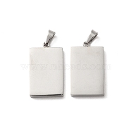 304 Stainless Steel Pendants, Rectangle Charm, Stainless Steel Color, 24.5x14.5x3mm, Hole: 5.5x3mm(STAS-R120-03P)