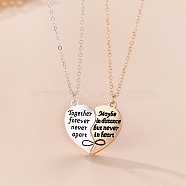 2Pcs 2 Style Alloy Magnet Heart Matching Pendant Necklaces Set, Word Couple Necklaces for Valentine's Day, Platinum & Golden, 11.81~15.75 inch(30~40cm), 1Pc/style(PW-WG43678-02)