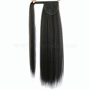 Long Straight Ponytail Hair Extension Magic Paste, Heat Resistant High Temperature, Wrap Around Ponytail Synthetic Hairpiece, for Black Women,Black, 24 inch(OHAR-D007-01)