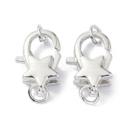Eco-Friendly Brass Lobster Claw Clasps, with Jump Ring, Star, Platinum, 15.7x10.7x6mm(KK-C221-06P)