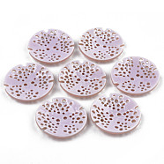 2-Hole Cellulose Acetate(Resin) Buttons, Flat Round, Plum, 38~39x6mm, Hole: 3mm(BUTT-S026-014C-02)