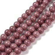 Grade A Natural Rhodonite Beads Strands, Round, 8mm, Hole: 1.2mm, about 45pcs/strand, 14.96''(38cm)(G-E571-23B)