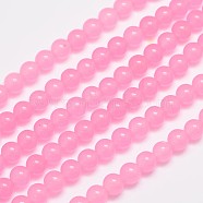 Natural & Dyed Malaysia Jade Bead Strands, Round, Hot Pink, 6mm, Hole: 0.8mm, about 64pcs/strand, 15 inch(G-A146-6mm-A08)