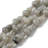 Natural Labradorite Beads Strands, Gourd, 17.5~18.5x9.5~10mm, Hole: 1.2mm, about 23~24pcs/strand, 16.14~16.34 inch(41~41.5cm)(G-C039-A01)