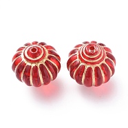 Plating Acrylic Beads, Metal Enlaced, Lantern, Red, 27x26.5mm, Hole: 3mm, about 53pcs/500g(OACR-P007-03B)