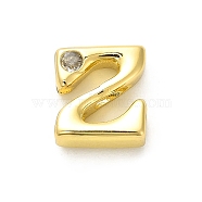 Rack Plating Brass Cubic Zirconia Beads, Long-Lasting Plated, Lead Free & Cadmium Free, Alphabet, Letter Z, 14x12x4.8mm, Hole: 2.7mm(KK-L210-008G-Z)