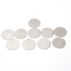 Stainless Steel Pendants, Stamping Blank Tag, Flat Round, Stainless Steel Color, 35x0.8mm, Hole: 1.8mm(STAS-WH0026-01P)