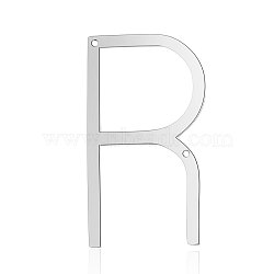 Tarnish Resistant 201 Stainless Steel Links connectors, Letter, Stainless Steel Color, Letter.R, 37x21x1mm, Hole: 1mm(STAS-S105-T545D-R)