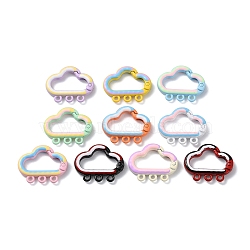 Spray Painted Alloy Spring Gate Ring, Cloud with 3 Loops, Mixed Color, 24x29.5x4.5mm, Hole: 2.5mm(PALLOY-Z018-01)