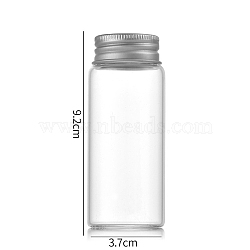 Clear Glass Bottles Bead Containers, Screw Top Bead Storage Tubes with Aluminum Cap, Column, Silver, 3.7x9cm, Capacity: 70ml(2.37fl. oz)(CON-WH0085-76F-01)