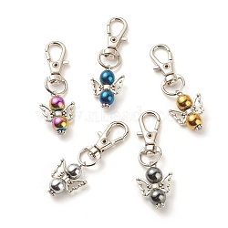 Synthetic Hematite Beaded Pendants Decorations, Angel Lobster Clasp Charms, for Keychain, Purse, Backpack Ornament, Mixed Color, 53mm(HJEW-JM00649)
