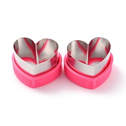 430 Stainless Steel Heart Shaped Cookie Candy Food Cutters Molds, with PP Plastic Findings, for DIY Biscuit Baking Tool, Stainless Steel Color, 49x57x39mm, Inner Diameter: 34x50mm(DIY-I076-07P)