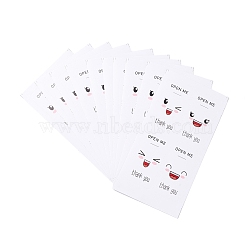 Thank You Stickers, Rectangle Stickers, Adhesive Label Stickers, with Cute Face Pattern, White, 14.5x7.5x0.01cm, 25 sheets/bag.(DIY-B041-09)