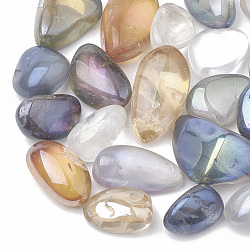 Vacuum Plating Natural Quartz Crystal Beads, Tumbled Stone, No Hole/Undrilled, Nuggets, Mixed Color, 15~35x9~25x6~25mm, about 130pcs/1000g.(G-N0320-02G)