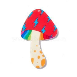 Opaque Printed Acrylic Big Pendants, Mushroom, Lightning Pattern, 54x33x2mm, Hole: 1.6mm(MACR-C008-01B)