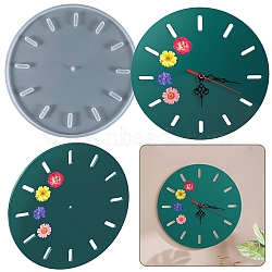 Flat Round Clock Wall Decoration Silicone Molds, for UV Resin, Epoxy Resin Craft Making, Ghost White, 334x10mm(SIMO-PW0001-421)