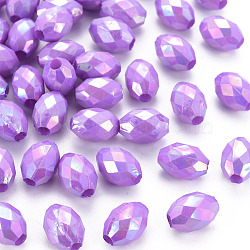 Opaque Acrylic Beads, Dyed, AB Color, Faceted, Oval, Blue Violet, 12x8mm, Hole: 2.5mm, about 1120pcs/500g(TACR-S153-32I-04)