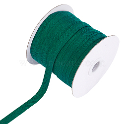 Cotton Twill Tape Ribbons, Herringbone Ribbons, for Sewing Craft, Dark Green, 3/8 inch(10mm)x0.84mm, about 80yards/roll(73.15m/roll)(OCOR-WH0058-35N)