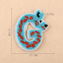 Computerized Embroidery Cloth Iron on/Sew on Patches, Costume Accessories, Appliques, Letter, Letter.G, 7.2x5.5cm(DIY-F030-08G)