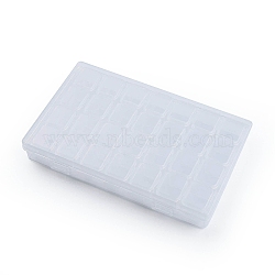 Rectangle Polypropylene(PP) Bead Storage Containers, with Hinged Lid and 28 Grids, Each Row Has 4 Grids, for Jewelry Small Accessories, Clear, 17.5x11x2.5cm(CON-N012-09A)