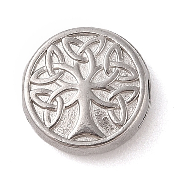 Non-Tarnish 304 Stainless Steel Beads, Stainless Steel Color, Tree of Life, 11x4mm, Hole: 1.5mm