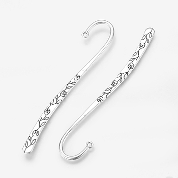 Antique Silver Tibetan Silver Bookmark Findings, Lead Free and Cadmium Free, 2.1cm wide, 11.8cm long, hole: 2mm