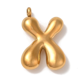 Ion Plating(IP) 304 Stainless Steel Pendants, Letter Charm, Golden, Letter X, 25.5x17x6mm, Hole: 2mm