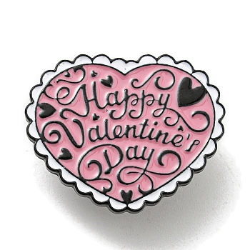 Valentine's Day Enamel Pins, Badge, Black Alloy Brooch for Backpack Clothes, Heart, 25x30.5x1.5mm