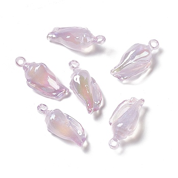 UV Plating Acrylic Pendants, with Glitter Powder, AB Color, Conch Charm, Thistle, 33x15x11.5mm, Hole: 3mm