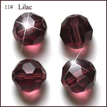 Imitation Austrian Crystal Beads, Grade AAA, K9 Glass, Faceted(32 Facets), Round, Purple, 10mm, Hole: 0.9~1mm