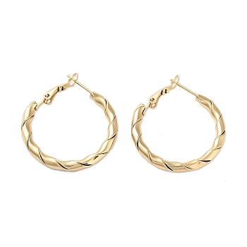 PVD Vacuum Plating 202 Stainless Steel Hoop Earrings, with 304 Stainless Steel Pins, Golden, 30x3.5mm